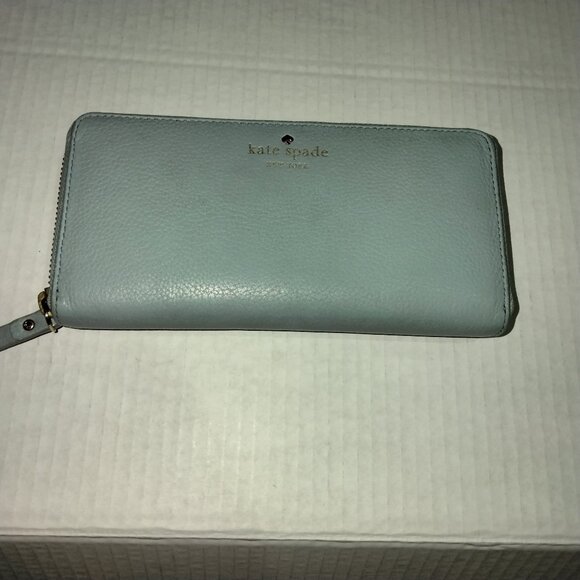 kate spade Handbags - Kate Spade New York Zip Around Wallet, Travel Organizer, Pebbled Blue Leather